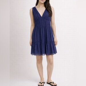 Juicy Couture Black Label Pullover Mesh Polka Dot V-Neck Elastic Waist Dress